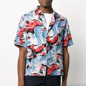 Sando Paris button up shirt size XL novelty asian tiger print